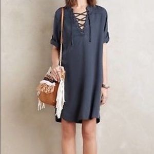Anthropologie denim lace up dress